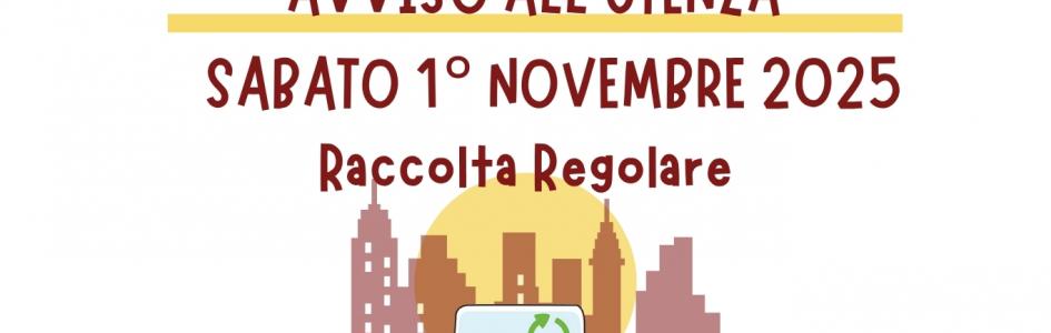 Festività di Ognissanti: servizio di raccolta porta a porta regolare